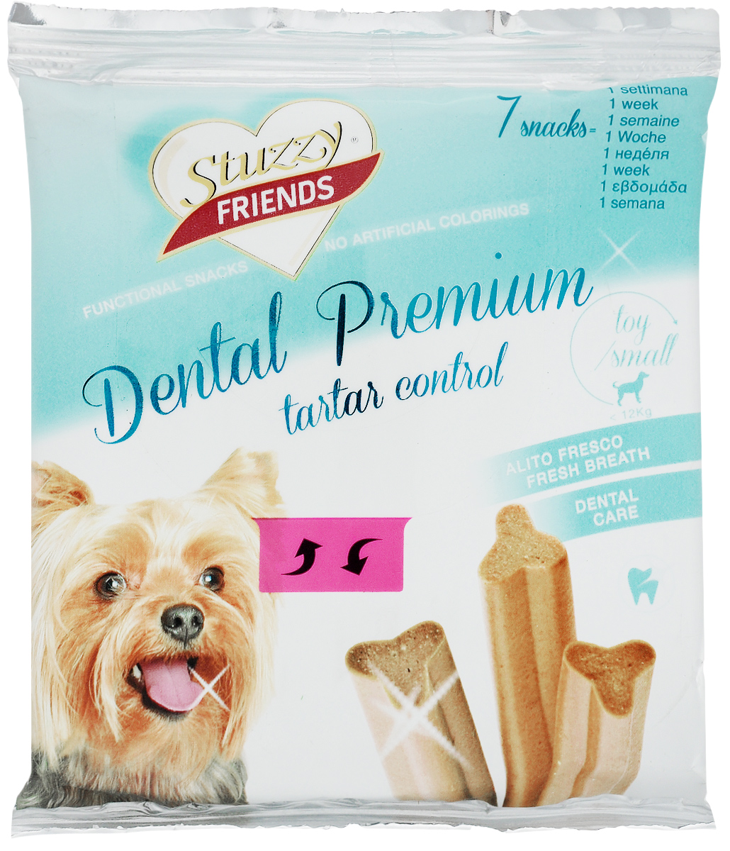 Лакомство для взрослых собак Stuzzy Friend. Dental Premium, для собак до 12 кг, 110 г, 7 шт132.C3770 Лакомство для взрослых собак Stuzzy Friend. Dental Premium, для собак до 12 кг, 110 г, 7 шт132.C3770Палочки Stuzzy Friends. Dental Premium - вкусное и здоровое угощение для собак. Лакомство обогащено таурином и витамином Е для поддержания правильной работы сердца и иммунной системы. Инулин обеспечивает всасывание питательных веществ, а биотин способствуют великолепному внешнему виду кожи и шерсти. Оригинальная форма и текстура помогают чистить зубы собаки от налета. Не содержат искусственных красителей. Лакомство предназначено для собак миниатюрных и мелких пород до 12 кг. Товар сертифицирован.