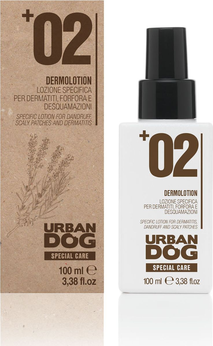 Лосьон для собак Urban Dog, от дерматитов, перхоти и шелушения, 100 млUD4004DERL Лосьон для собак Urban Dog, от дерматитов, перхоти и шелушения, 100 млUD4004DERLЛосьон спрей с сбалансированным и стабилизированным pH интенсивного действия для обработки кожи с воспалениями, непатологическими поверхностными покраснениями и излишним шелушением. За счет наличия среди ингредиентов эфирных масел и тщательно подобранных активных веществ продукт глубоко очищает кожу и оказывает смягчающее воздействие, что помогает предотвратить излишнее шелушение. Обладает немедленным облегчающим эффектом. Применение лосьона вместе с DERMO ШАМПУНЕМ гарантирует максимальный эффект обработки, особенно в период наибольшего стресса для кожи. В те моменты, когда кожный покров особи особо подвержен раздражению, допускается более частое использование лосьона без предварительного применения шампуня.