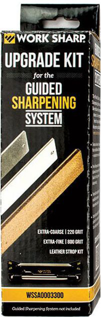 Набор для точильной системы Work Sharp Guided Sharpening System. DR/WSSA0003300DR/WSSA0003300 Набор для точильной системы Work Sharp Guided Sharpening System. DR/WSSA0003300DR/WSSA0003300Три сменных абразивных бруска, набор углов для точильной системы Guided Sharpening System DR/WSSA0003300 DAREX Две пластины с алмазным напылением, Extra-Coarse 220 grit и Extra-Fine 800 grit. Металлическая пластина с наклеенной кожаной лентой для нанесения полировальной пасты. Полировальная паста (0,5 микрона) Две направляющих под угол заточки 25 градусов