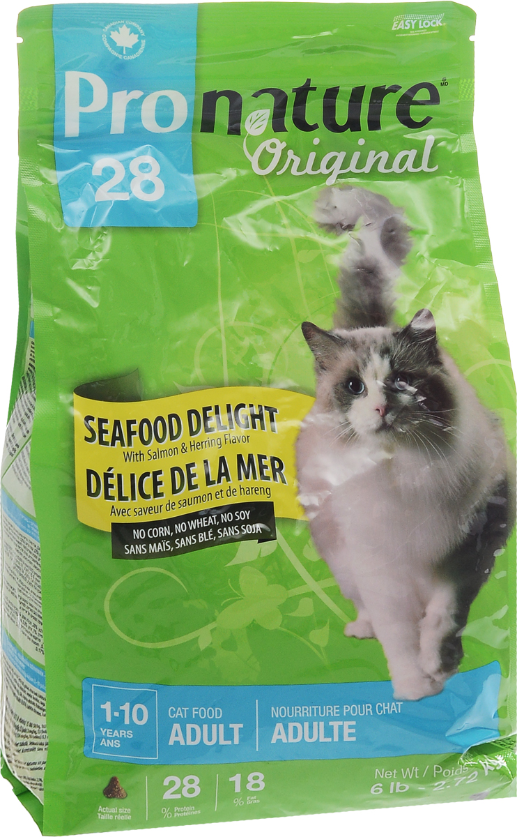Корм сухой Pronature Original 28. Океан удовольствия, для кошек, с цыпленком и морепродуктами, 2,72 кг102.418 Корм сухой Pronature Original 28. Океан удовольствия, для кошек, с цыпленком и морепродуктами, 2,72 кг102.418Корм сухой Pronature Original 28. Океан удовольствия - это сбалансированный полнорационный корм для кошек, который содержит только натуральные ингредиенты высшего качества. Натуральные источники пребиотиков, содержащиеся в корме, способствуют росту нормальной кишечной микрофлоры, укрепляют иммунитет и помогают организму бороться с болезнетворными бактериями. Низкое содержание магния и сушенная клюква обеспечивают профилактику мочекаменной болезни. Содержит уникальный набор целебных трав, признанных своими терапевтическими свойствами. Корм имеет эффектный внешний вид и великолепный вкус. Не содержит красителей, искусственных ароматизаторов, сои, свинины, говядины, субпродуктов (мясокостной муки), ГМО, пшеницы и кукурузы. Товар сертифицирован.