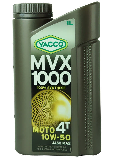 Масло Yacco MVX 1000 4T 10W50, для мотоциклов с 4-тактным двигателем, 1 л332225 Масло Yacco MVX 1000 4T 10W50, для мотоциклов с 4-тактным двигателем, 1 л332225MVX 1000 4T 10W-50 100% синтетическое масло для мотоциклов с 4-тактным двигателем ПРИМЕНЕНИЕ Особенно рекомендуется для мотоциклов класса «Супер спорт», оснащенных новейшими технологическими решениями для всех условий эксплуатации, включая экстремальные условия, в том числе соревнования в любое время года. Применяется также для смазки встроенных коробок передач, обеспечивая усиленную защиту узла «коробка/сцепление» (одобрение JASO MA2). Защищает характеристики двигателя в экстремальных условиях эксплуатации и в дальних поездках на большой скорости. Значительно превосходит требования ведущих производителей мотоциклов. ПРЕИМУЩЕСТВА • Особый состав и вязкость SAE 10W-50 обеспечивают хорошую устойчивость в высокотемпературных режимах и оптимальную и быструю смазку при запуске двигателя • В масле используются присадки, позволяющие поддерживать вязкость на необходимом уровне • Высокая устойчивость к деформации сдвига при эксплуатации • Отличные моющие и диспергирующие свойства •...