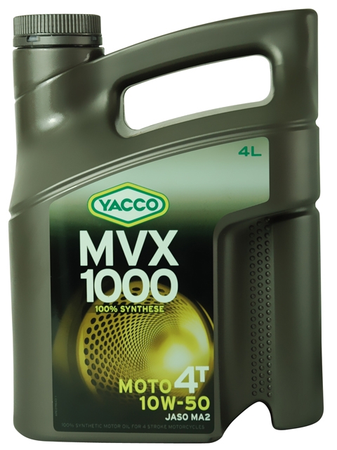 Масло Yacco MVX 1000 4T 10W50, для мотоциклов с 4-тактным двигателем, 4 л332228 Масло Yacco MVX 1000 4T 10W50, для мотоциклов с 4-тактным двигателем, 4 л332228MVX 1000 4T 10W-50 100% синтетическое масло для мотоциклов с 4-тактным двигателем ПРИМЕНЕНИЕ Особенно рекомендуется для мотоциклов класса «Супер спорт», оснащенных новейшими технологическими решениями для всех условий эксплуатации, включая экстремальные условия, в том числе соревнования в любое время года. Применяется также для смазки встроенных коробок передач, обеспечивая усиленную защиту узла «коробка/сцепление» (одобрение JASO MA2). Защищает характеристики двигателя в экстремальных условиях эксплуатации и в дальних поездках на большой скорости. Значительно превосходит требования ведущих производителей мотоциклов. ПРЕИМУЩЕСТВА • Особый состав и вязкость SAE 10W-50 обеспечивают хорошую устойчивость в высокотемпературных режимах и оптимальную и быструю смазку при запуске двигателя • В масле используются присадки, позволяющие поддерживать вязкость на необходимом уровне • Высокая устойчивость к деформации сдвига при эксплуатации • Отличные моющие и диспергирующие свойства •...