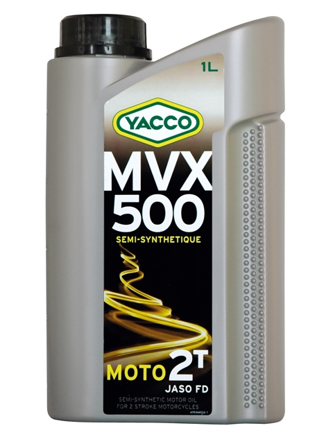 Масло моторное Yacco MVX 500 2T, 1 л333425 Масло моторное Yacco MVX 500 2T, 1 л333425MVX 500 2T Полусинтетическое масло для 2-тактных двигателей мотоциклов ПРИМЕНЕНИЕ Масло специально разработано и рекомендуется для смазки 2-тактных двигателей мотоциклов, мопедов, работающих на повышенном режиме или в жестких условиях эксплуатации. Подходит для отдельной смазки или для использования в смесях. Концентрация при смешивании: от 2% до 4% в зависимости от рекомендаций производителя. ПРЕИМУЩЕСТВА • Предотвращает образование отложений в системе выпуска • Отличная антикоррозионная защита внутренних компонентов двигателя • Высокоэффективная защита узла «цилиндр/поршень/кольца» во избежание рисков заклинивания двигателя • Подкраска масла в синий цвет указывает на ее присутствие в смеси • Препятствует образованию нагара на свечах и закоксовыванию поршневых колец СПЕЦИФИКАЦИИ И ОДОБРЕНИЯ MVX 500 2T официально одобрено: JASO FD MVX 500 2T соответствует требованиям спецификаций: API TC; ISO-L-EGD