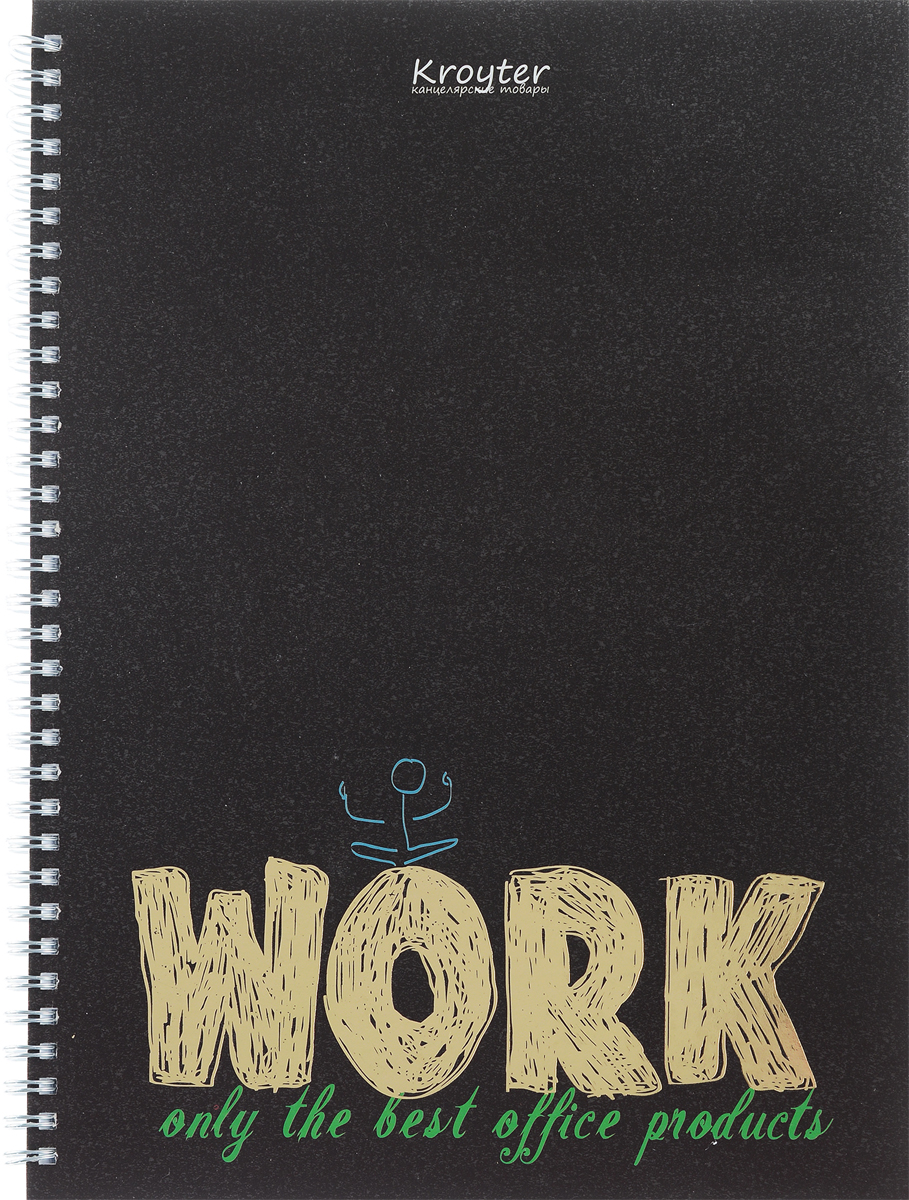 Тетрадь на спирали Work, цвет: черный, 100 листов, формат А405237 Тетрадь на спирали Work, цвет: черный, 100 листов, формат А405237Общая тетрадь Work на толстой двойной евроспирали подойдет для ведения конспектов лекций и личных записей. Лицевая обложка изготовлена из плотного картона, оформленная надписью тиснением фольгой. Внутренний блок выполнен из белой бумаги повышенного качества плотностью 65 г/кв.м. в серую клетку среднего размера 5 мм. Каждый лист имеет микроперфорацию по отрывному краю.