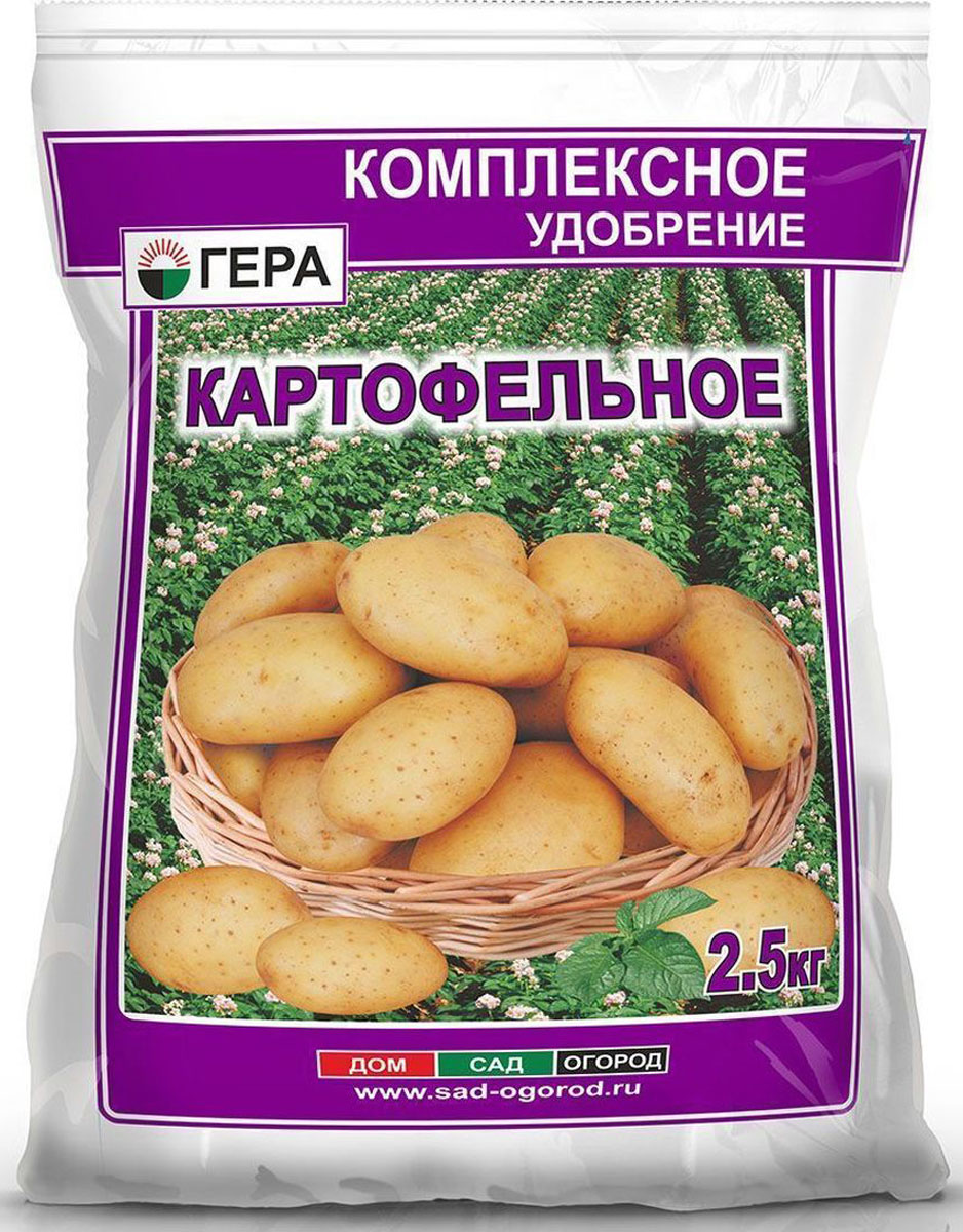 Удобрение Гера Картофельное, 2,5 кг2001 Удобрение Гера Картофельное, 2,5 кг2001Гера Картофельное ? смешанное удобрение для основного внесения и подкормки в период вегетации картофеля и других овощных культур. Содержит полный сбалансированный набор элементов питания, необходимых для нормального роста и развития растений. Увеличивает рост наземной и корневой части растений, повышает устойчивость растений к неблагоприятным воздействиям окружающей среды, болезням и вредителям. Способствует ускорению созревания и улучшению качества урожая, повышению содержания сахаров и витаминов и дальнейшему хранению урожая.