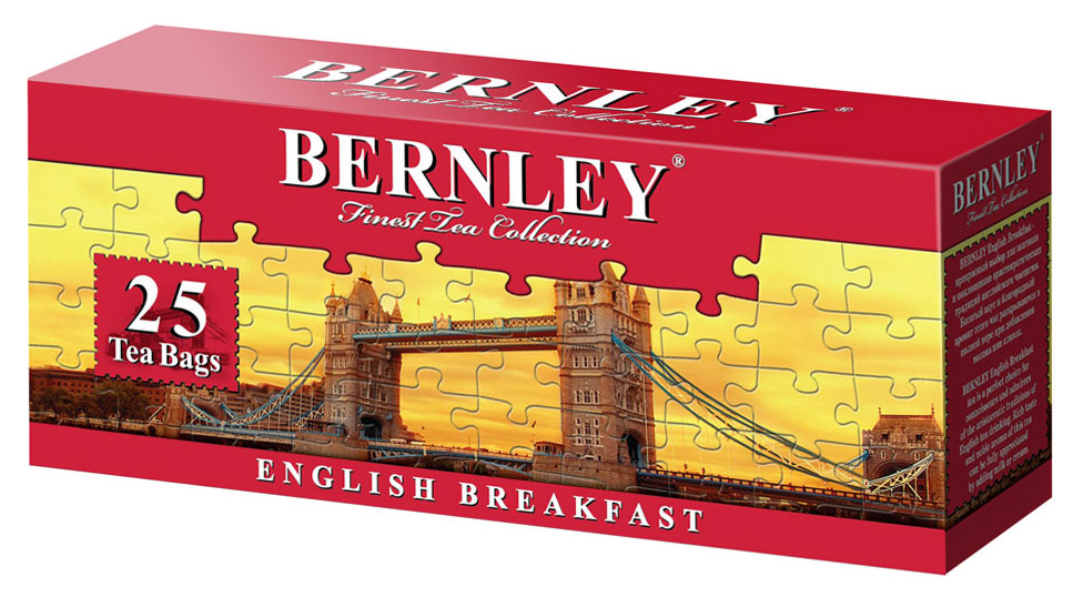 Bernley English Breakfast черный чай в пакетиках, 25 шт1070048 Bernley English Breakfast черный чай в пакетиках, 25 шт1070048Bernley English Breakfast - высокогорный черный чай для традиционного английского чаепития. Крепкий чай темно-красного цвета с богатым, насыщенным, невероятно свежим и мощным вкусом, характерным неповторимым ароматом и тонкими фруктовыми нотками в длительном и сочном послевкусии., Уважаемые клиенты! Обращаем ваше внимание на то, что упаковка может иметь несколько видов дизайна. Поставка осуществляется в зависимости от наличия на складе.
