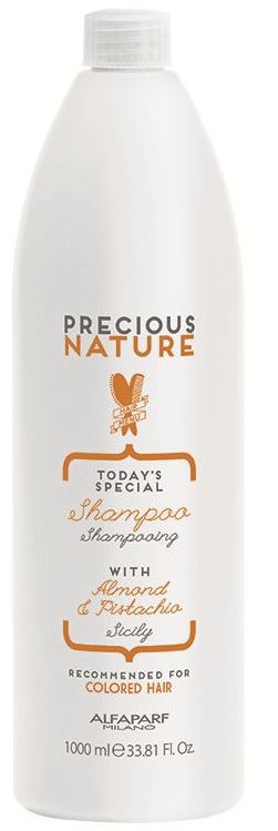 Alfaparf Precious Nature Pure Color Protection Shampoo Шампунь для окрашенных волоc, 1000 мл12519 Alfaparf Precious Nature Pure Color Protection Shampoo Шампунь для окрашенных волоc, 1000 мл12519Мягкий бережно очищающий шампунь сохраняет глубину и насыщенность цвета, поддерживая блеск и качество волос. Уникальная формула, в состав которой входит эссенция фисташки*, известная своими редкими антиоксидантными и фотозащитными свойствами, а также масло сладкого миндаля, продлевает интенсивность цветовых нюансов и блеск, защищает структуру волос. *100% натуральный ингредиент. НЕ СОДЕРЖИТ: сульфатов, парабенов, парафинов, минеральных масел, синтетических веществ, аллергенов *гипоаллергенные экстракты растений и ароматизаторы Объем: 1000 мл