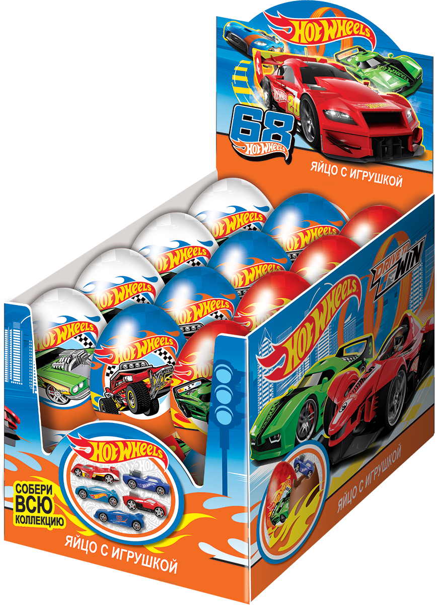 Hot Wheels молочный шоколад с сюрпризом, 24 шт по 20 гУТ18652 Hot Wheels молочный шоколад с сюрпризом, 24 шт по 20 гУТ18652Популярный тренд среди мальчишек всех возрастов! Натуральный молочный шоколад. Уменьшенные копии реально существующих автомобилей! Коллекция из 5 авто! Высокое качество исполнения!