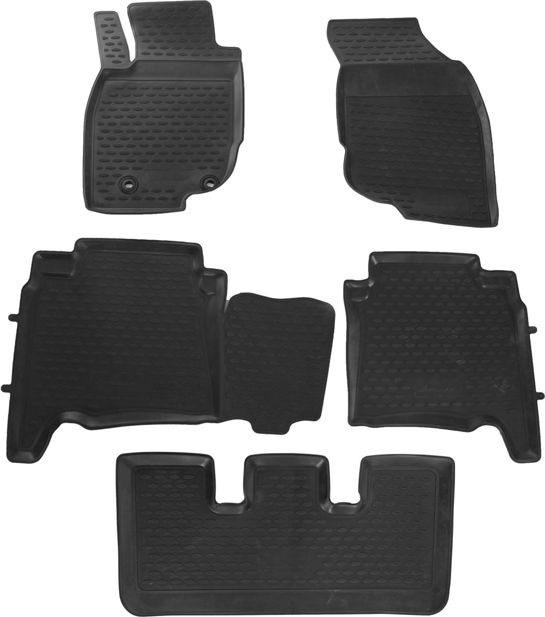 Набор автомобильных ковриков Novline-Autofamily для Toyota Fortuner 01/2013-, левый руль, в салон, 5 штNLC.48.110.210k Набор автомобильных ковриков Novline-Autofamily для Toyota Fortuner 01/2013-, левый руль, в салон, 5 штNLC.48.110.210kНабор автомобильных ковриков Novline-Autofamily, изготовленный из полиуретана, состоит из 5 ковриков, которые учитывают все особенности каждой модели автомобиля и полностью повторяют контуры пола. Полиуретановые автомобильные коврики для салона произведены из высококачественного материала, который держит форму, прочный и не пачкает обувь. Коврики в салон не только улучшат внешний вид салона вашего автомобиля, но и надежно уберегут его от пыли, грязи и сырости, а значит, защитят кузов от коррозии. Полиуретановые коврики для автомобиля гладкие, приятные и не пропускают влагу. Ковры для автомобилей надежно крепятся на полу и не скользят, что очень важно во время движения. Чистятся коврики очень просто: как при помощи автомобильного пылесоса, так и различными моющими средствами. Набор подходит для Toyota Fortuner с января 2013 года выпуска.
