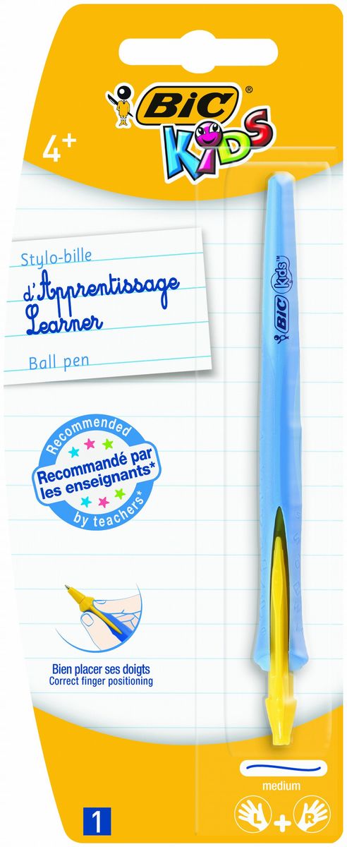 Bic Ручка шариковая Kids Click цвет синийB918445 Bic Ручка шариковая Kids Click цвет синийB918445Эта шариковая ручка разработана специально для детей, обучающихся письму. Специальный яркий выпуклый край помогает правильно расположить ручку в руке. В ручке сменяемый стержень, выдвигающийся с помощью поворота корпуса. Подходит как правшам, так и левшам. Чернила технологии Easy Glide для более мягкого письма. Средняя линия письма: 0,4 мм. Средний пишущий узел диаметром - 1 мм. Рекомендовано детям от 4 лет.