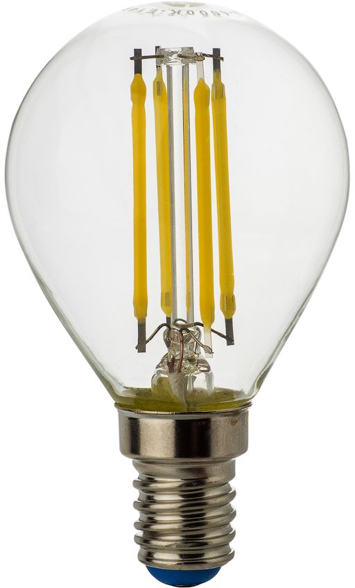 Лампа светодиодная REV Premium Filament, холодный свет, цоколь E14, 5W. 32358 732358 7 Лампа светодиодная REV Premium Filament, холодный свет, цоколь E14, 5W. 32358 732358 7Энергосберегающая светодиодная лампа шаровидной формы холодного свечения. Потребляемая мощность 5Вт. Интенсивность свечения аналогична обычной лампе накаливания мощностью 40Вт. Цоколь Е14. Срок службы 30000 час. Световой поток 450Лм, цветовая температура 4000К. Гарантия 24 месяца.