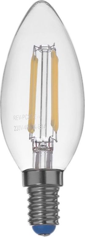 Лампа светодиодная REV Premium Filament, холодный свет, цоколь E14, 5W. 32360 032360 0 Лампа светодиодная REV Premium Filament, холодный свет, цоколь E14, 5W. 32360 032360 0Энергосберегающая светодиодная лампа в форме свечи холодного свечения. Потребляемая мощность 5Вт. Интенсивность свечения аналогична обычной лампе накаливания мощностью 40Вт. Цоколь Е14. Срок службы 30000 час. Световой поток 450Лм, цветовая температура 4000К. Напряжение 220В. Гарантия 24 месяца.