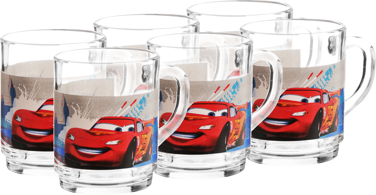 Набор кружек Luminarc Disney Cars 2, 250 мл, 6 штL2131 Набор кружек Luminarc Disney Cars 2, 250 мл, 6 штL2131Набор Luminarc Disney Cars 2 состоит из 6 кружек, выполненных из стекла. Изделия декорированы изображением Молнии МакКуин. Такой набор кружек станет изысканным украшением стола к чаепитию и порадует вас и ваших гостей оригинальным дизайном и качеством исполнения. Набор прекрасно подойдет в качестве подарка к любому случаю. Диаметр кружки (по верхнему краю): 7 см. Высота кружки: 9 см.