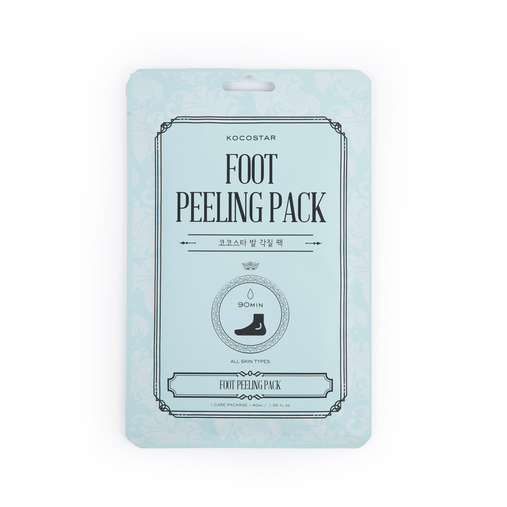 Kocostar Педикюрная маска Гладкие пяточки (носочки), 40 мл / Foot Peeling Pack20-0003 Kocostar Педикюрная маска Гладкие пяточки (носочки), 40 мл / Foot Peeling Pack20-0003Гладкие ухоженные пяточки - всегда привлекательно! Для поддержания стоп в хорошем состоянии необходимо регулярно отшелушивать огрубевшую кожу, удалять мазоли и натоптыши. Таким образом, кожа будет обновлена, и ножки будут выглядеть красиво. Активные компоненты маски позволят за несколько дней мягко отшелушить кожу, а комплекс растительных экстрактов поможет снять усталость с ног во время процедуры и успокоить кожу после нее. Удобная упаковка в виде непромокаемого носочка сделает процедуру простой, безопасной и комфортной.