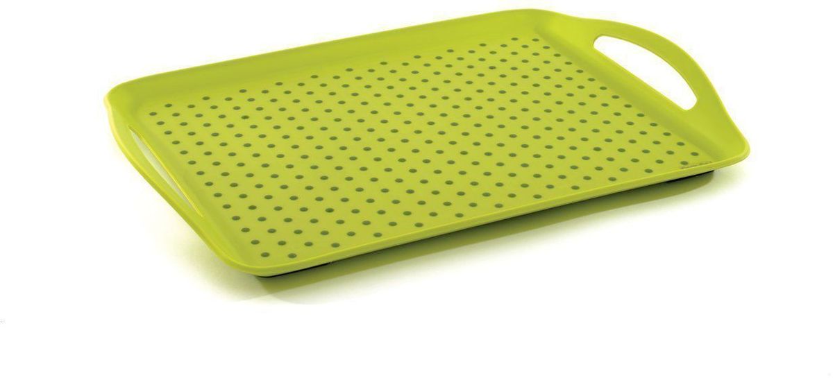 Поднос BergHOFF CooknCo, нескользящий, 45 х 32 см2800042 Поднос BergHOFF CooknCo, нескользящий, 45 х 32 см2800042Сервировочный поднос BergHOFF CooknCo выполнен из полипропилена и термопластического полимера, который позволяет предметам надежно удерживаться на подносе. Дно подноса также отделано полимером. Поднос снабжен двумя ручками и небольшими бортиками. Поднос пригодится в любом хозяйстве. Рекомендуется мыть вручную. Не использовать в СВЧ.
