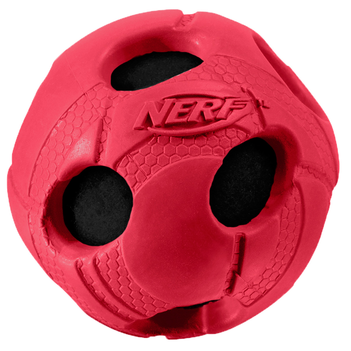Игрушка для собак Nerf Мяч, с отверстиями, 9 см22293 Игрушка для собак Nerf Мяч, с отверстиями, 9 см22293Мяч из прочной резины с теннисным мячем внутри! Высококачественные прочные материалы, из которых изготовлена игрушка, обеспечивают долговечность использования! Звук мяча дополнительно увлекает собаку игрой! Яркие привлекательные цвета! Рельефный рисунок! Игрушки Nerf Dog представлены в различных сериях в зависимости от рисунка, фактуры и материала, из которого они изготовлены (резина, ТПР, нейлон, пластик, каучук). Размер: 9 см, L.