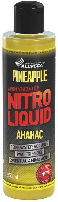Ароматизатор жидкий для рыбалки ALLVEGA Nitro Liquid Pineapple, ананас, 250 мл0057674 Ароматизатор жидкий для рыбалки ALLVEGA Nitro Liquid Pineapple, ананас, 250 мл0057674Это любимый рыболовами нежный фруктовый вкус. Всегда считался эффективной добавкой для ловли карпа и леща. Особенно в теплой воде.