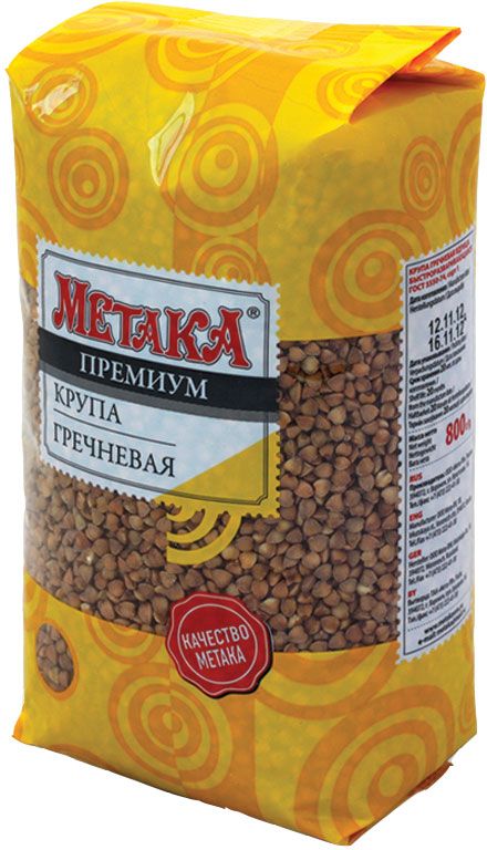 Метака крупа гречневая ядрица, 800 г016 Метака крупа гречневая ядрица, 800 г016Крупа гречневая ядрица Метака быстроразваривающаяся (пропаренная). Крупа гречневая по содержанию белка превосходит все зерновые культуры и занимает достойное место в рационе человека. В зерне гречки сосредоточено большое количество минеральных веществ, микроэлементов и аминокислот. Гречневая крупа Метака сочетает в себе неповторимый аппетитный вкус и аромат.
