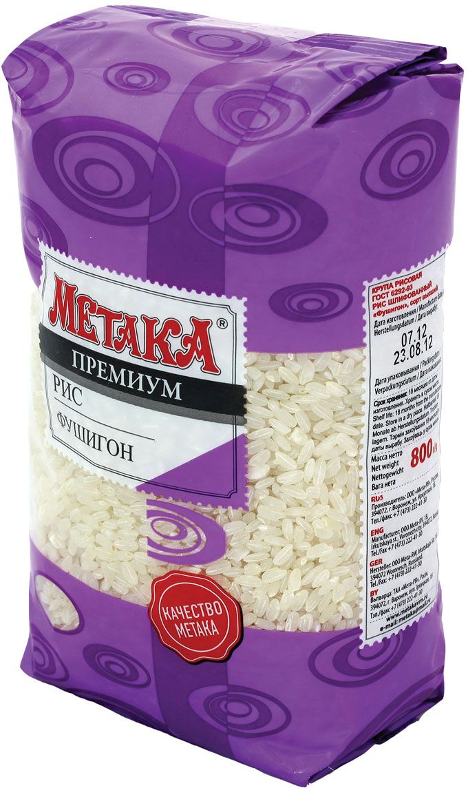 Метака рис фушигон, 800 г655 Метака рис фушигон, 800 г655В странах Юго-Восточной Азии и Китае рис является национальным продуктом питания. Основой сорт риса, который там выращивают и потребляют - фушигон. Особенность его приготовления заключается в том, что рис варят на воде без добавления соли, специй или масла. Только при подаче на стол или готовке блюда с использованием риса, добавляют различные соусы на основе сои и, как правило, кунжут. Как сложный углевод, рис дает большое количество энергии на долгий промежуток времени. Рис Метака Фушигон для суши сорта фушигон отличается повышенной клейкостью в вареном виде, что позволяет с легкостью придать ему желаемую форму. Фушигон используют не только для приготовления роллов и суши, но и для всех блюд Юго-Восточной Азии и Китая.