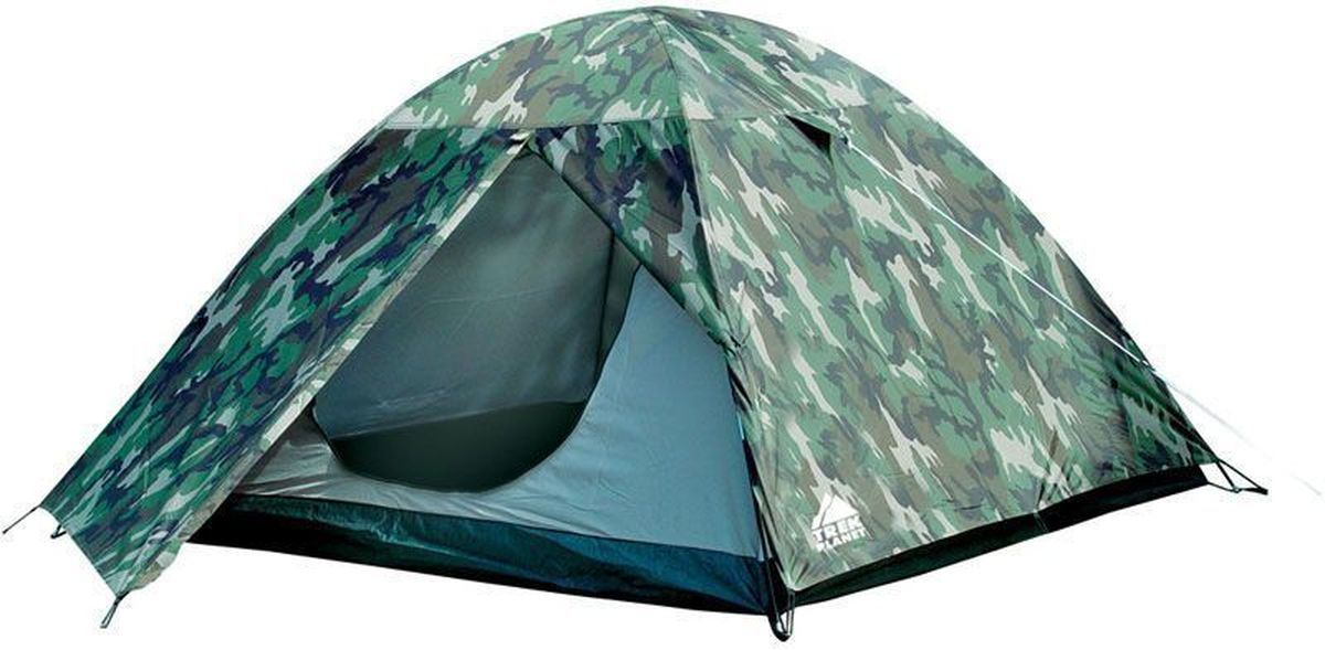 Палатка двуххместная Trek Planet Alaska 2, цвет: камуфляж70161 Палатка двуххместная Trek Planet Alaska 2, цвет: камуфляж70161Отличная двухслойная камуфляжная двухместная палатка с тамбуром Trek Planet Alaska 2 - один из лучших вариантов для любителей туризма, рыбалки или охоты. Ее основное преимущество - двуслойная конструкция, не позволяющая конденсату оседать на стенках спального помещения. В наличии небольшой удобный тамбур, а благодаря камуфляжной расцветке - палатка не привлекает лишнего внимания на природе. Особенности модели: Палатка легко и быстро устанавливается, Тент палатки из полиэстера, с пропиткой PU, надежно защитит от дождя и ветра, Все швы проклеены, Каркас выполнен из прочного стеклопластика, Дно изготовлено из прочного армированного полиэтилена, Внутренняя палатка, выполненная из дышащего полиэстера, обеспечивает вентиляцию помещения и позволяет конденсату испаряться, не проникая внутрь палатки, Удобная D-образная дверь на входе во внутреннюю палатку Москитная сетка на входе во внутреннюю палатку в полный размер двери, Вентиляционный...