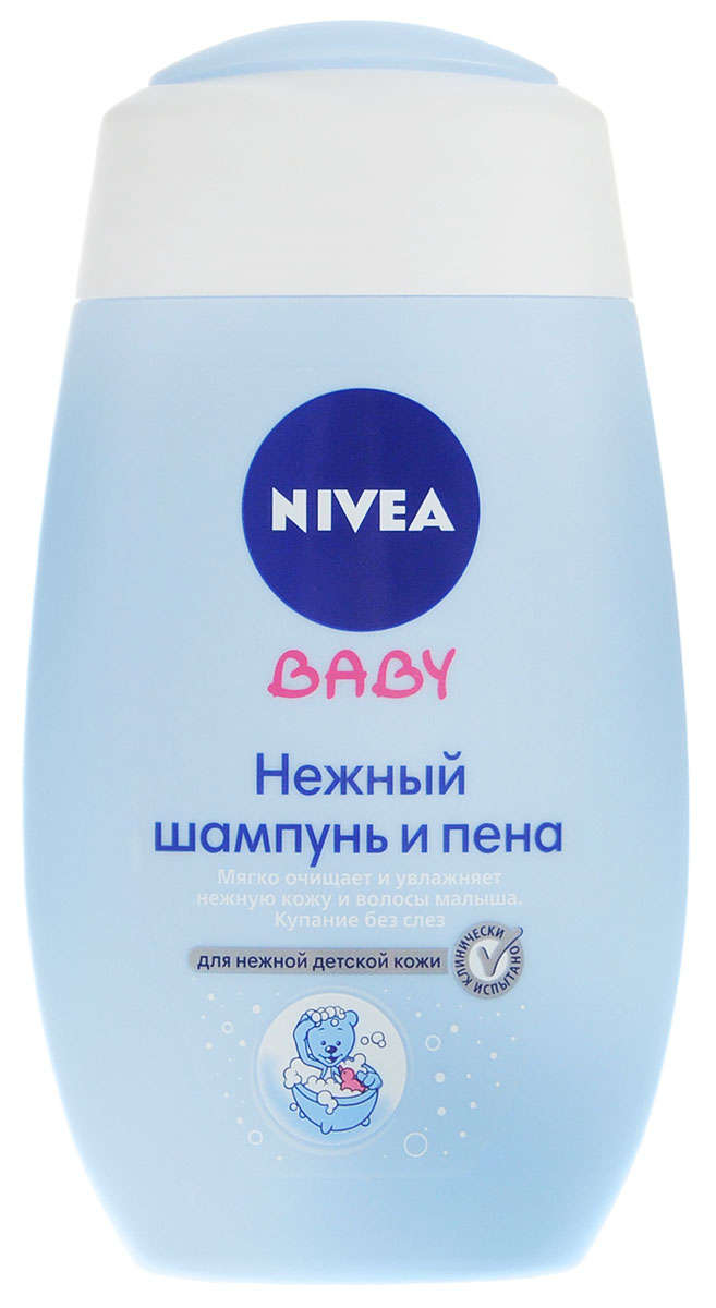 Nivea Шампунь и пена Baby для ванны 200 мл80552 Nivea Шампунь и пена Baby для ванны 200 мл80552Нежный шампунь и пена Nivea Baby мягко очищает и увлажняет нежную кожу и волосы малыша. Отобранные ингредиенты специально для чувствительной кожи малыша. Средство разработано совместно с дерматологами и педиатрами. Дерматологически протестировано. Купание без слез. Оптимальный pH-уровень.