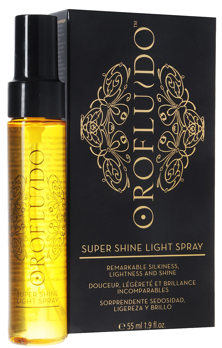 Orofluido Спрей для волос мгновенный блеск Spa Super Shine55 мл7207594000 Orofluido Спрей для волос мгновенный блеск Spa Super Shine55 мл7207594000Orofluido Спрей мгновенный блеск мгновенно придаст волосам великолепный золотистый блеск, а вместе с этим сделает их послушными и шелковистыми. В состав данного средства от Orofluido входит льняное масло, которое наделяет волосы неповторимым блеском, витамин Е, который придаёт волосам гладкость и послушность. Аргановое масло, обладающее особыми целебными свойствами, эффективно способствует восстановлению структуры волос, даже в том случае, если волосы сильно повреждены. Масло ситника, также входящее в состав спрея мгновенного блеска Orofluido Super Shine придаст волосам эластичность, податливость, значительно упростит расчёсывание. Спрей Orofluido мгновенного блеска быстро и полностью впитывается в волосы, не оставляя на них никаких следов и абсолютно не утяжеляя их. Средство обладает роскошным и глубоким ароматом, подходит для применения в любое время и в любом месте.