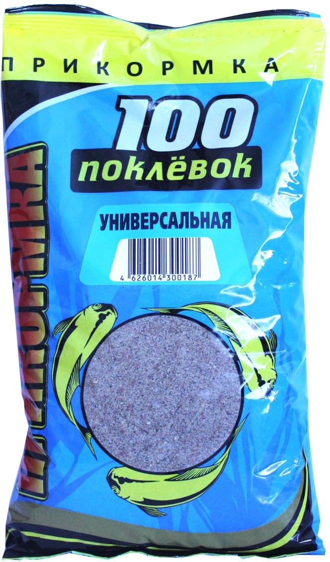 Прикормка 100 Поклевок, универсальная, 900 г0057026 Прикормка 100 Поклевок, универсальная, 900 г0057026Универсальная прикормка «100 Поклёвок» Содержит в своем составе все необходимые ингредиенты, рассчитанные на ловлю рыбы семейства карповые. Сбалансированный состав средней фракции, темного цвета, не выделяющий прикормку на дне. Отлично подходит для ловли в водоемах без течения или на слабопроточных реках и каналах. Может использоваться как самостоятельная смесь, так и в сочетании с другими прикормками ТМ «100 Поклевок».