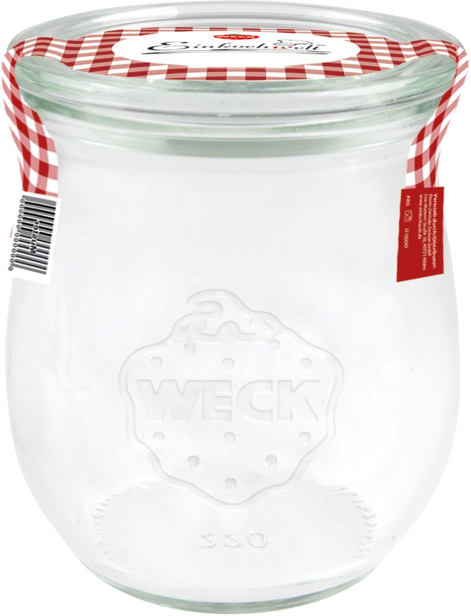 Банка для сыпучих продуктов Einkochwelt Weck, с крышкой, 220 мл345640 Банка для сыпучих продуктов Einkochwelt Weck, с крышкой, 220 мл345640Стеклянная банка со стеклянной крышкой предназначена для консервирования продуктов по особой технологии. Заполните банку на 2 см ниже кромки. Закрепите резиновое кольцо с внутренней стороны крышки. Переверните крышку кольцом вниз и поверните крышку. Закрепите крышку двумя зажимами. При стерилизации банка должна быть полностью погружена в воду. Плотно прилегающее резиновое кольцо предотвращает попадание воды внутрь банки. После кипячения удалите зажимы и убедитесь, что крышка плотно закрыта. Эта банка сделана из жаропрочного стекла (выдерживает температуру до 250°С), поэтому является великолепной тарой для выпечки в стекле. Оригинальная форма банки позволит ей стать не только полезным изделием, но и украшением интерьера вашей кухни. Объем: 220 мл.