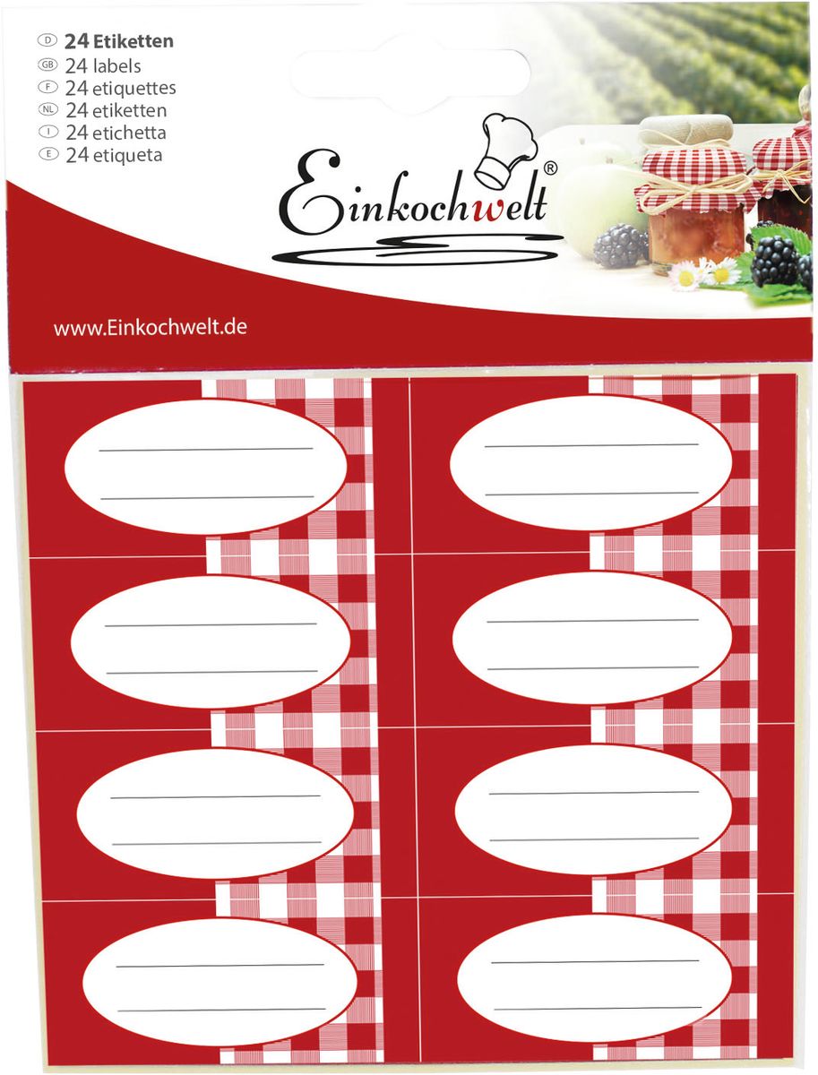 Набор этикеток Einkochwelt, 5,4 х 2,5 см, 24 шт346890 Набор этикеток Einkochwelt, 5,4 х 2,5 см, 24 шт346890Этикетки на банки и бутылки станут прекрасным украшением ваших домашних заготовок и других продуктов. Вы никогда не забудете состав и дату изготовления продукта.