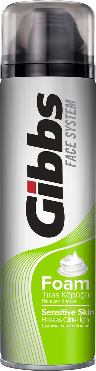 Gibbs Пена для бритья Sensitive 200мл80094006 Gibbs Пена для бритья Sensitive 200мл80094006Пена для бритья Gibbs Sensitive Skin - современное, инновационное средство для бритья для чувствительной кожи, в состав входят алоэ вера и глицерин.