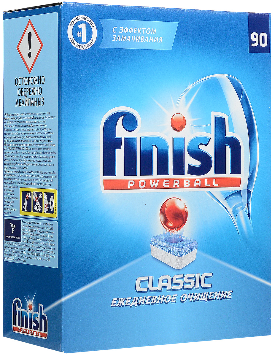 Finish Classic таблетки для ПММ, 90 таблеток164536 Finish Classic таблетки для ПММ, 90 таблеток164536Таблетки Finish Classic представляют собой моющий порошок, спрессованный в таблетки, то есть имеет те же свойства, что и порошок Finish Classic: компонент StainSoaker с эффектом замачивания проникает в засохшие загрязнения и позволяет удалять их без замачивания вручную. Рекомендуем дополнительно использовать Специальную Соль Finish для смягчения воды и ополаскиватель Finish для придания посуде блеска в комбинации с таблетками Finish Classic для достижения отличных результатов мытья посуды. Товар сертифицирован.