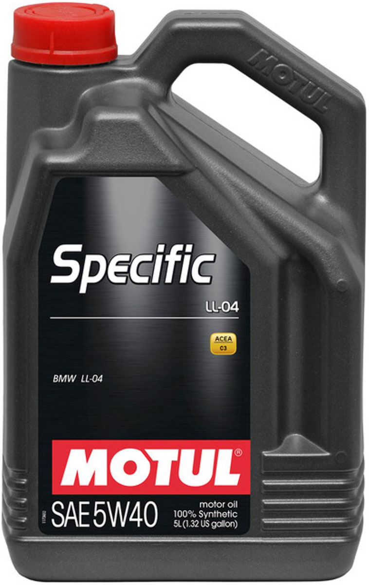 Масло моторное Motul Specific BMW LL-04, синтетическое, 5W-40, 5 л101274 Масло моторное Motul Specific BMW LL-04, синтетическое, 5W-40, 5 л101274Моторное масло для бензиновых и дизельных двигателей BMW. 100% синтетическое. Моторное масло специально разработанное для двигателей автомобилей BMW и MINI, удовлетворяющих нормам Евро IV и Евро V (M43CNG, M47/TU2, M57TU, M57TOP, M57TU2, M67TU), и требующих масел со сниженным содержанием сульфатной золы (0,8%), фосфора (0.07%-0.09%), серы (0.3%) - Mid SAPS. Для использования в дизельных двигателях, оснащенных сажевыми фильтрами. Specific LL-04 так же может использоваться в двигателях, не оснащенных сажевыми фильтрами. Для бензиновых двигателей автомобилей BMW данный продукт может использоваться в странах Европейского содружества, Швейцарии, Норвегии и княжестве Лихтенштейн. В остальных странах следует использовать продукт, соответствующий стандарту BMW LL-01, такой как MOTUL 8100 X-cess 5W40. Перед применением следует ознакомиться с инструкцией по эксплуатации транспортного средства. ACEA Стандарты: ACEA C3 API Стандарты: API PERFORMANCES SN/CF ...