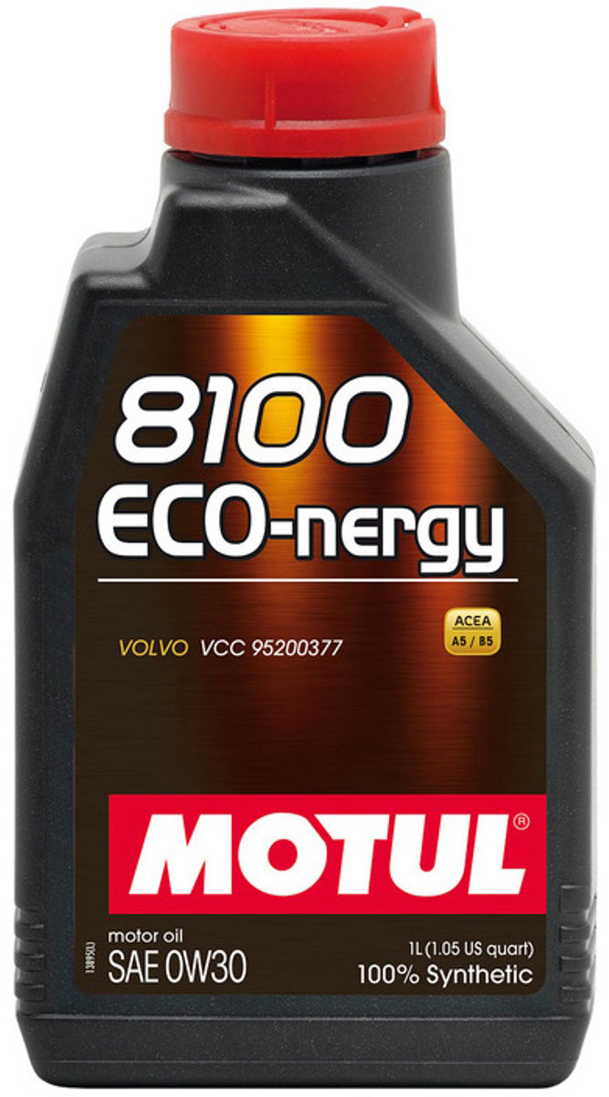 Масло моторное Motul 8100 Eco-Nergy, синтетическое, 0W-30, 1 л102793 Масло моторное Motul 8100 Eco-Nergy, синтетическое, 0W-30, 1 л102793100% синтетическое моторное масло для бензиновых и дизельных двигателей. Энергосберегающее. Энергосберегающее 100% синтетическое моторное масло специально разработано для мощных современных бензиновых и дизельных двигателей автомобилей, в том числе с непосредственным впрыском, для которых предусмотрено использование масел с низкой высокотемпературной вязкостью в условиях высоких скоростей сдвига (HTHS). Предназначено для всех современных бензиновых и дизельных двигателей, для которых предписаны масла Fuel Economy (ACEA A1/B1 и А5/В5), совместимо с системами нейтрализации отработавших газов. ACEA Стандарты: ACEA A5/B5 API Стандарты: API SL/CF Одобрения: VOLVO VCC 95200377