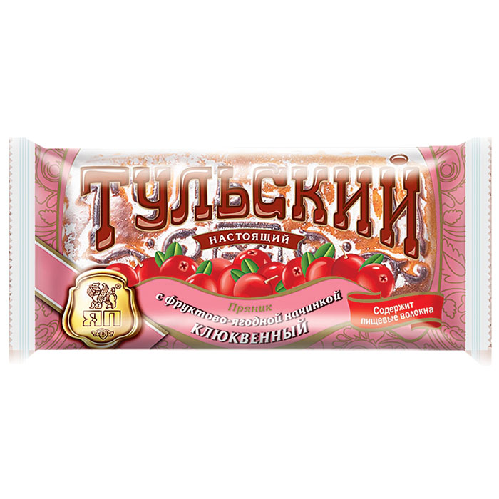 Тульский пряник с фруктово-ягодной начинкой клюквенный, 140 г (Тула)ЯП13521 Тульский пряник с фруктово-ягодной начинкой клюквенный, 140 г (Тула)ЯП13521Клюквенный пряник с приятной кислинкой, содержит натуральные растворимые пищевые волокна, которые способствуют здоровому пищеварению.