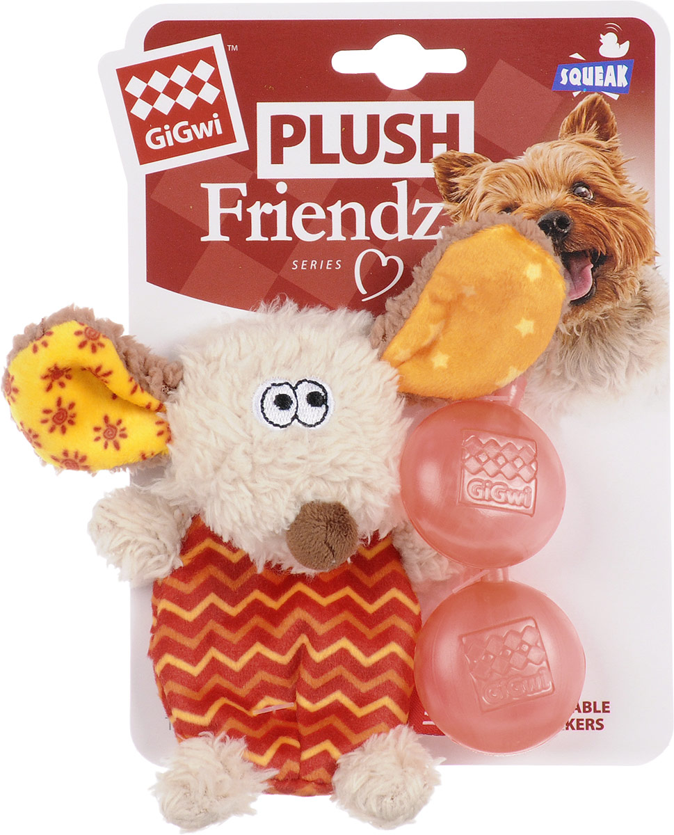 Игрушка для собак GiGwi Собачка с пищалкой, высота 13 см. 7530475304 Игрушка для собак GiGwi Собачка с пищалкой, высота 13 см. 7530475304Игрушка для собак GiGwi Собачка порадует вашу собаку и доставит ей море веселья. Несмотря на большое количество материалов, большинство собак для игры выбирают классические плюшевые игрушки. Такие игрушки можно носить, уютно прижиматься во сне, жевать. Некоторые собаки просто любят взять в зубы игрушку и ходить с ней повсюду. Мягкие игрушки сохраняют запах питомца, поэтому он каждый раз к ней возвращается. Милые, мягкие и приятные зверушки характеризуются высоким качеством исполнения и привлекательным дизайном. Внутри игрушки нет наполнителя, что поможет сохранить чистоту в помещении. Игрушка снабжена пищалкой, которая привлекает внимание животного.