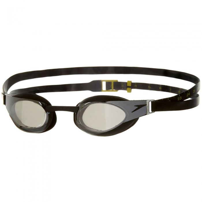 Очки для плавания Speedo Fastskin Elite Goggle Mirror, цвет: черный, серый8-082108137 Очки для плавания Speedo Fastskin Elite Goggle Mirror, цвет: черный, серый8-082108137Плавательные очки Speedo Fastskin3 Elite Mirror. Низкопрофильная технологичная модель. Одобрено международной федерацией плавания. Уплотнитель IQ Fit обеспечивает надежную фиксацию, устойчивость к протеканию и улучшение гидродинамики с помощью учета анатомии головы и лица спортсмена. Линзы имеют зеркальное покрытие. Защита глаз от ультрафиолетовых лучей. Отличный круговой обзор. Antifog покрытие обеспечивает превосходную видимость. Материал линз: PC. Материал оправы: PC, уплотнитель TPR. Материал ремешка: силикон.