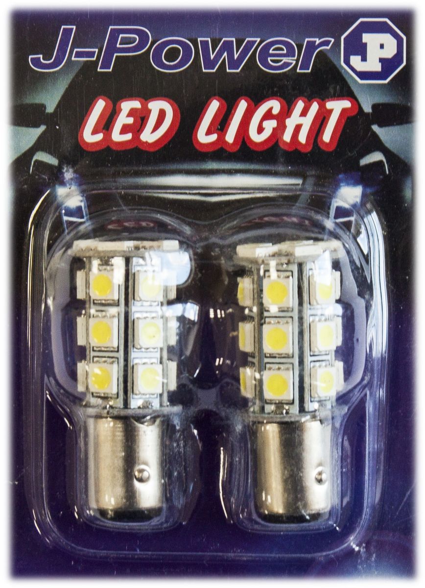 Автолампа светодиодная Jpower, 2 шт. 1156-24SMD-50501156-24SMD-5050 Автолампа светодиодная Jpower, 2 шт. 1156-24SMD-50501156-24SMD-5050Надежная 1-контактная светодиодная лампа в блистере с 24 яркими светодиодами. Свет белый 5000К. В упаковке 2 шт.