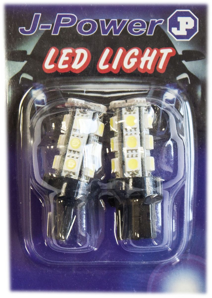 Автолампа светодиодная Jpower, 2 шт. T20-18SMD-5050.2T20-18SMD-5050.2 Автолампа светодиодная Jpower, 2 шт. T20-18SMD-5050.2T20-18SMD-5050.2Светодиодные лампы T20 имеют два контакта и 18 светодиодов, обычно используются в подворотниках или задних габаритных огня в стоп сигналах. Имеет долгий срок службы.