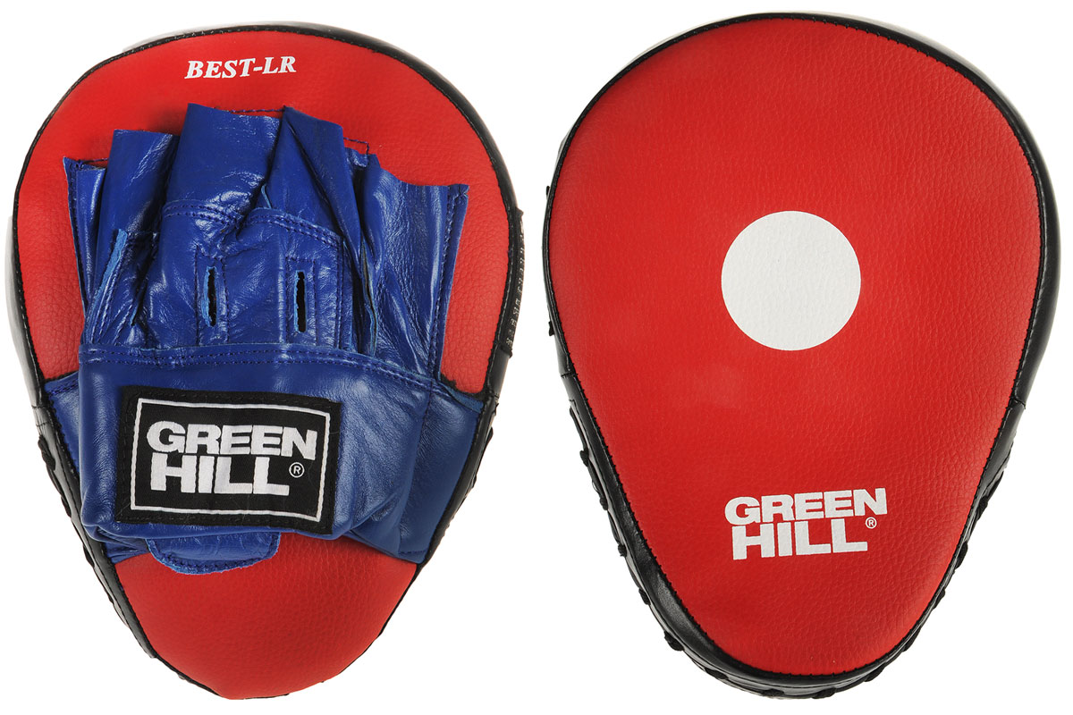 Лапы боксерские Green Hill Best, изогнутые, 2 штFMB-8017 Лапы боксерские Green Hill Best, изогнутые, 2 штFMB-8017Боксерские лапы Green Hill Best имеют специальную изогнутую форму, поэтому прекрасно подходят для отработки точности и скорости ударов под углом, апперкотов. Верх сделан из натуральной кожи, в центре ударной поверхности расположена мишень. Плотный наполнитель обеспечивает отличную фиксацию удара. Лапы удобно сидят на руке, их анатомическая форма позволяет снизить нагрузку во время тренировки. В комплекте 2 лапы. Подходят для всех уровней подготовки. Размер лапы: 20 см х 26 см х 7 см.