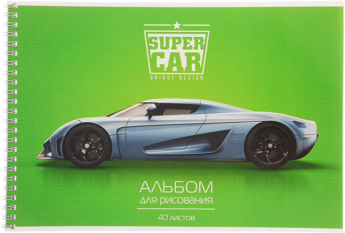ArtSpace Альбом для рисования Unique Design цвет зеленый 40 листовА40спВЛ_9183_зелёный ArtSpace Альбом для рисования Unique Design цвет зеленый 40 листовА40спВЛ_9183_зелёныйАльбом для рисования ArtSpace Unique Design с изображением автомобиля непременно порадует маленького художника и вдохновит его на творчество. Высокое качество бумаги позволяет карандашам, фломастерам и краскам ровно ложиться на поверхность и не растекаться по листу. Способ крепления - металлический гребень. В альбоме 40 листов. Во время рисования совершенствуется ассоциативное, аналитическое и творческое мышления. Занимаясь изобразительным творчеством, ребенок тренирует мелкую моторику рук, становится более усидчивым и спокойным и, конечно, приобщается к общечеловеческой культуре.