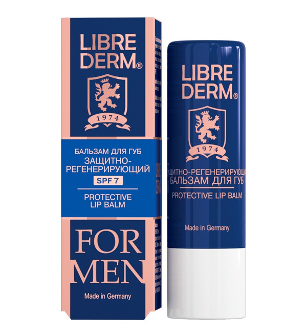 Librederm For Men бальзам для губ защитно-регенерирующий SPF 7, 4 г115970 Librederm For Men бальзам для губ защитно-регенерирующий SPF 7, 4 г115970Интенсивно восстанавливает сухую и потрескавшуюся кожу губ, устраняет шелушение обеспечивает защиту от обветривания и солнечных лучей бальзам для губ для мужчин содержит солнцезащитный фильтр SPF 7 бесцветный бальзам защитно-регенерирующий