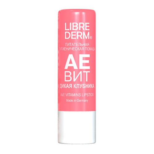 Librederm АЕВИТ гигиеническая помада питательная дикая клубника 4 г121280 Librederm АЕВИТ гигиеническая помада питательная дикая клубника 4 г121280Обогащена витаминами А и Е, обладающие мощными антиоксидантными и регенерирующими свойствами увлажняет, питает, мгновенно восстанавливает сухую и потрескавшуюся кожу губ, защищает от шелушения и обветривания для ежедневного применения и рекомендована в качестве основы под макияж губ с приятным клубничным ароматом