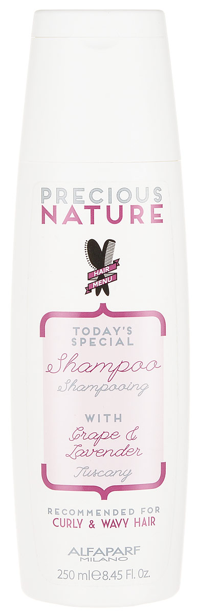Alfaparf Precious Nature Shampoo for Curly and Wavy Hair Шампунь для кудрявых и вьющихся волос, 250 мл12512 Alfaparf Precious Nature Shampoo for Curly and Wavy Hair Шампунь для кудрявых и вьющихся волос, 250 мл12512Мягкий очищающий шампунь для вьющихся, кудрявых и волнистых волос, обеспечивает максимальный контроль завитка. Входящие в состав эссенция лаванды и сыворотка винограда способствуют формированию идеальных, четко очерченных и разделенных волн, кудрей и завитков, не утяжеляя волосы. Сохраняет оптимальный уровень увлажненности и делает волосы гладкими. *100% натуральный ингредиент. НЕ СОДЕРЖИТ: сульфатов, парабенов, парафинов, минеральных масел, синтетических веществ, аллергенов *гипоаллергенные экстракты растений и ароматизаторы Объем: 250 мл
