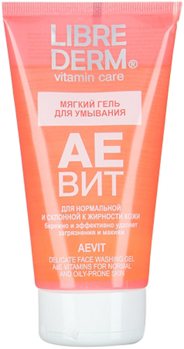 Librederm АЕвит мягкий гель для умывания 150 мл117200 Librederm АЕвит мягкий гель для умывания 150 мл117200Мягкий гель для умывания бережно и эффективно удаляет загрязнения и макияж, готовит кожу к нанесению тонизирующих средств и средств основного ухода не оставляет ощущения стянутости и сухости синергия витаминов А и Е обеспечивает мощное антиоксидантное воздействие, защищает клетки от старения, ускоряет процессы регенерации, восстанавливает эластичность кожи