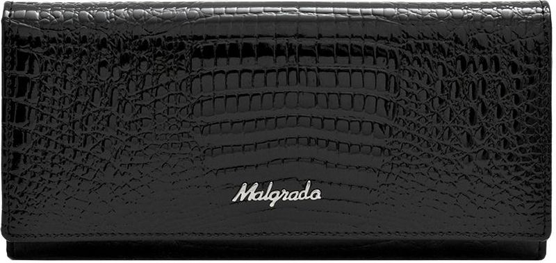 Кошелек женский Malgrado, цвет: черный. 72076-4672076-46 Кошелек женский Malgrado, цвет: черный. 72076-4672076-46Женский кошелек Malgrado выполнен из натуральной лаковой кожи высшего качества с декоративным тиснением под рептилию. Внутри кошелек содержит шесть отделений для купюр, отделение для мелочи на молнии, два кармана из кожи для бумаг и чеков, четыре кармашка для кредитных карт или визиток, карман с окошком из прозрачного пластика. Закрывается кошелек широким клапаном на кнопку. На задней стенке с лицевой стороны расположен дополнительный карман на застежке-молнии. Кошелек упакован в фирменную металлическую коробку. Характеристики: Материал: натуральная кожа, текстиль, металл. Цвет: черный. Размер кошелька: 18,5 см х 9 см х 3,5 см. Размер упаковки: 23 см х 12,5 см х 4,5 см. Артикул: 72076-46.