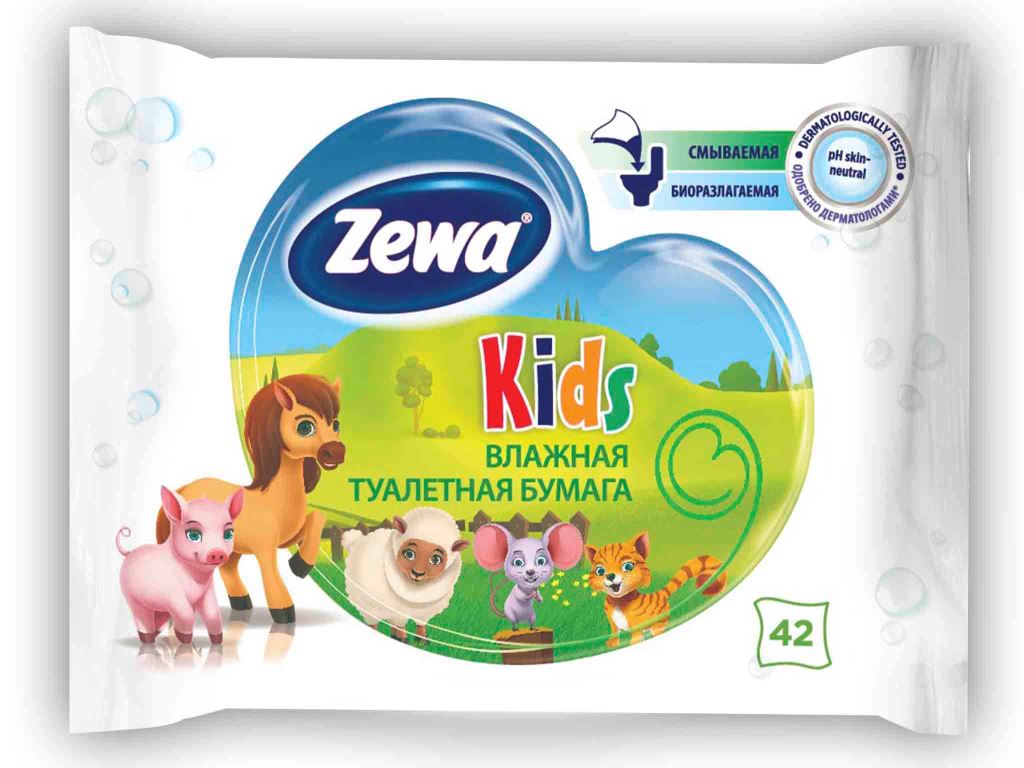Влажная туалетная бумага Zewa Kids, 42 шт6787 Влажная туалетная бумага Zewa Kids, 42 шт6787Влажная туалетная бумага Zewa подарит вам ощущение чистоты и свежести. Она обеспечивает мягкое очищение, растворяется в воде и разлагается в природных условиях. Белая влажная туалетная бумага с нежным свежим ароматом 42 мягких влажных листка в упаковке Производство: Великобритания Смываемая, биоразлагаемая, одобрена дерматологами, PH-нейтральная для кожи