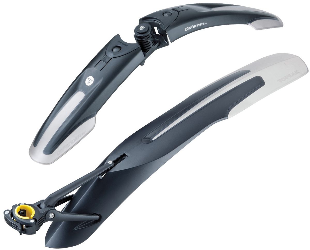 Комплект крыльев TOPEAK DeFender M1 & XC11-29er, для 29 колесTC9638 Комплект крыльев TOPEAK DeFender M1 & XC11-29er, для 29 колесTC9638Специально разработанный комплект крыльев для горных велосипедов с диаметром колеса 29. Заднее крыло XC11. Профессиональное быстросъемное заднее крыло для горных велосипедов с диаметром колеса 29 и шириной покрышки до 2.5. Трехточечное крепление обеспечивает не только максимальную жесткость крыла, но и возможность гибкой отстройки положения. Совместимо с подседельными штырями диаметром o25.4 - o34.9 мм. Основной корпус сделан из ударопрочного жесткого пластика, брызговик-оконцовка из мягкого полимера, способного выдержать прямой удар при столкновении. Чтобы избежать скапливания грязи на внутренней поверхности, вся внутренняя плоскость крыла отполирована. Размер: 67 x 10.2 x 7.5 см. Вес: 220 г. Переднее крыло M1. Быстросъемное переднее крыло DeFender™ M1 для горных велосипедов, для вилок всех типов, включая версии с перевернутой гориллой. В основной корпус из жесткого пластика впаяны брызговики из более пластичного материала, что снижает...