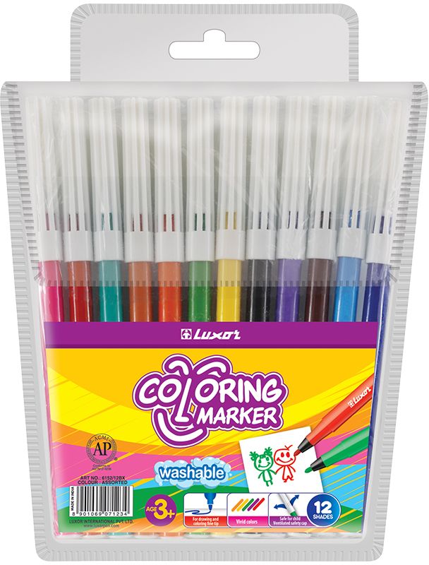 Luxor Набор фломастеров Coloring 12 цветов6101/12 WT Luxor Набор фломастеров Coloring 12 цветов6101/12 WTЯркий и практичный набор фломастеров Luxor Coloringс продуманной палитрой цветов, непременно понравится вашему юному художнику. Нетоксичные смываемые фломастеры имеют вентилируемый колпачок. Корпус из пластика предохраняет чернила от преждевременного высыхания, гарантирует длительный срок службы. Набор содержит 12 фломастеров различных цветов.