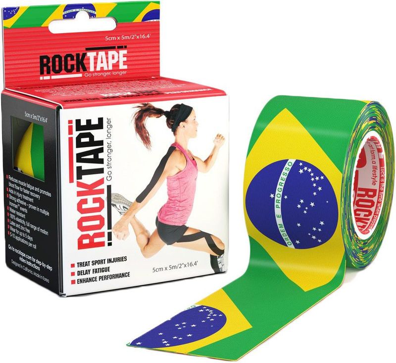 Кинезиотейп Rocktape Design. Бразильский флаг, 5 см х 5 м1103-004 Кинезиотейп Rocktape Design. Бразильский флаг, 5 см х 5 м1103-004Материал: 97% хлопок, 3% нейлон 6/12 Стойкая гипоаллергенная клеевая основа Эластичность: 180-190% (!) Плотная волнообразная структура ткани Водостойкий Носится, не теряя свойств, до 5 дней Производство: США/Корея