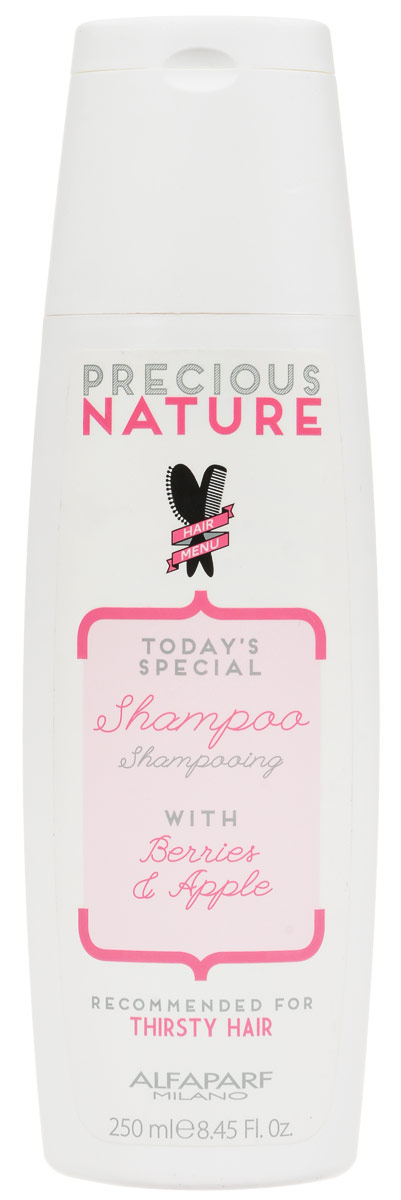 Alfaparf Precious Nature Shampoo Dry and Thirsty Hair Шампунь для сухих волос испытывающих жажду, 250 мл14716 Alfaparf Precious Nature Shampoo Dry and Thirsty Hair Шампунь для сухих волос испытывающих жажду, 250 мл14716Мягкий шампунь интенсивно питает и возвращает волосам утраченную жизненную силу и сияние, не утяжеляет. Входящий в состав экстракт ягод* позволяет защитить волосы от негативного влияния окружающей среды, а экстракт яблока* сохраняет оптимальный гидролипидный баланс, делая волосы гладкимии и блестящими. *100% натуральный ингредиент. НЕ СОДЕРЖИТ сульфатов, парабенов, парафинов, минеральных масел, синтетических веществ, аллергенов *гипоаллергенные экстракты растений и ароматизаторы Объем: 250 мл